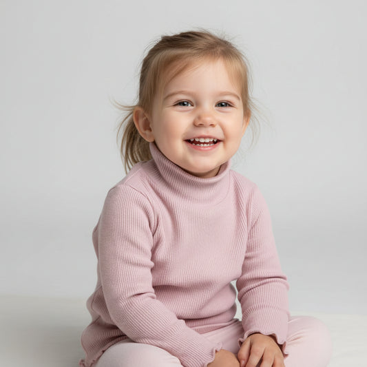 Basic Pink Fleece Roll Neck Pullover