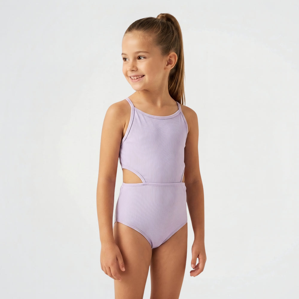 Basic Striped Light Purple Swimsuit (Model 3)