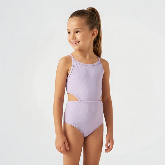 Basic Striped Light Purple Swimsuit (Model 2)
