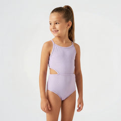 Basic Striped Light Purple Swimsuit (Model 2)