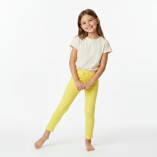 Basic Yellow Cotton Leggings