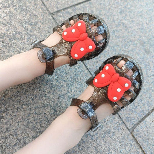 Minnie Mouse Bow Black Rubber Sandal