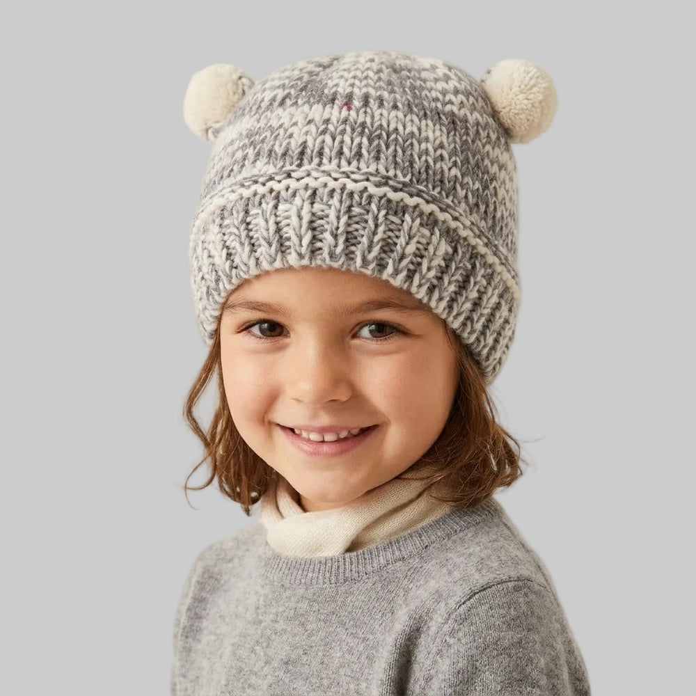 Bunny Ears Grey Wool Ice Cap
