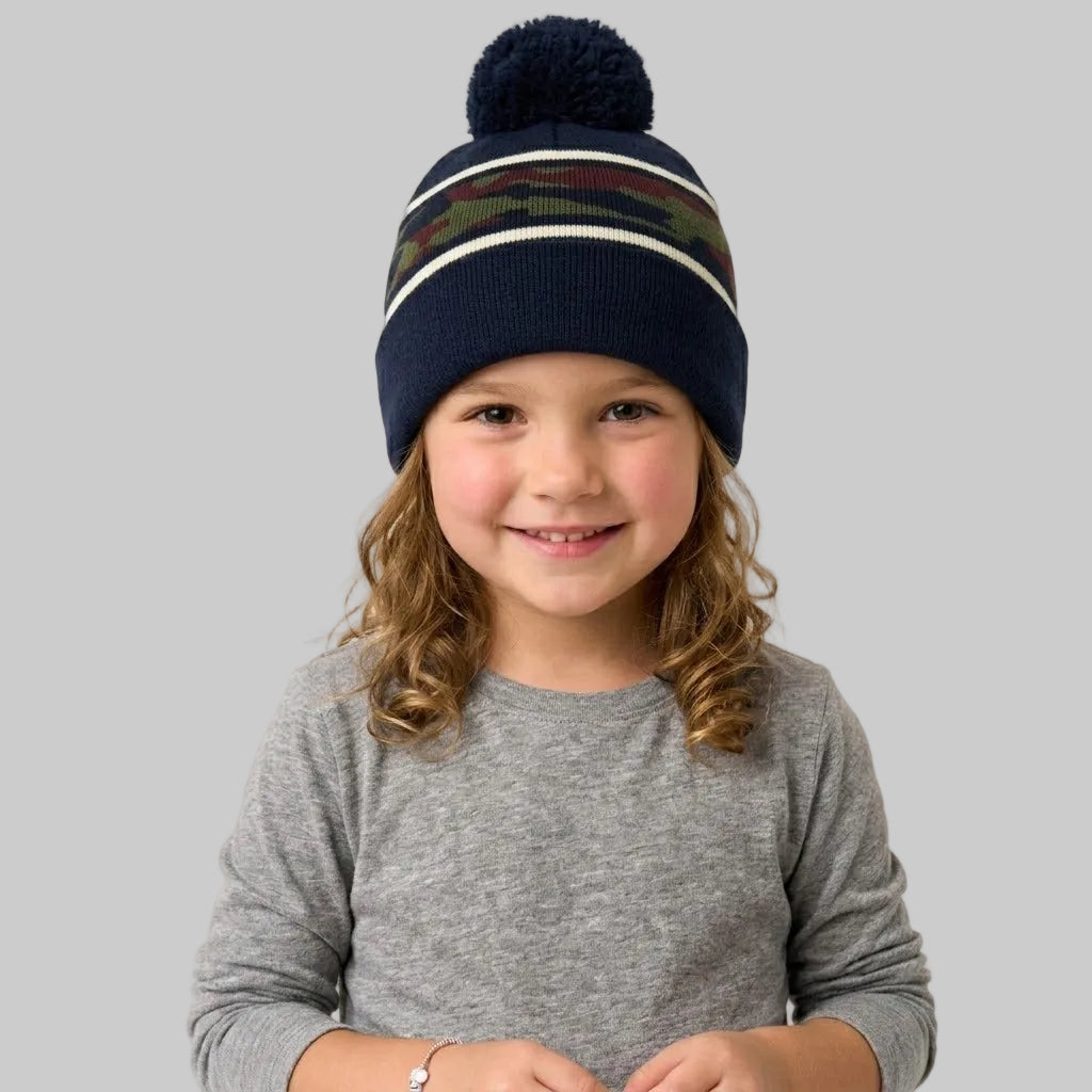 Camouflage Striped Navy Fleece Ice Cap