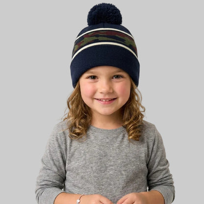 Camouflage Striped Navy Fleece Ice Cap