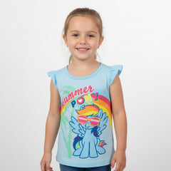 Summer Pony Light Blue Cotton T-Shirt