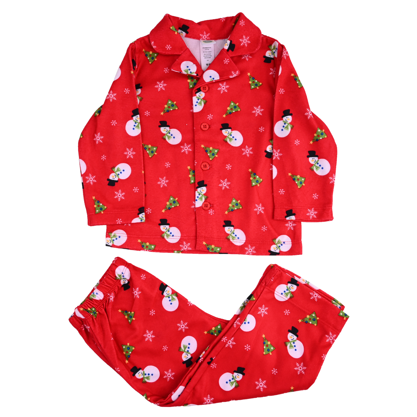 Christmas Snowman Red Fleece Pyjama Set (Model 11)