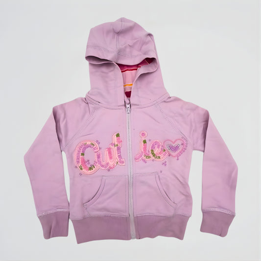 Cutie Light Purple Cotton Zip Hoodie