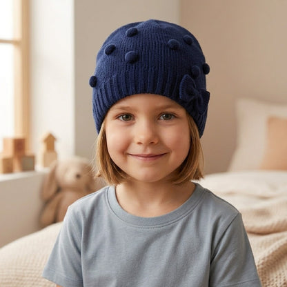 Cute Bowknot Navy Fleece Ice Cap