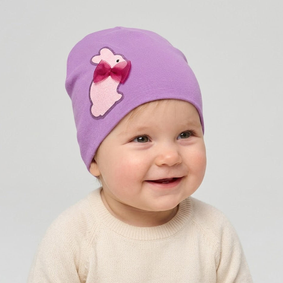 Cute Rabbit Purple Fleece Ice Cap