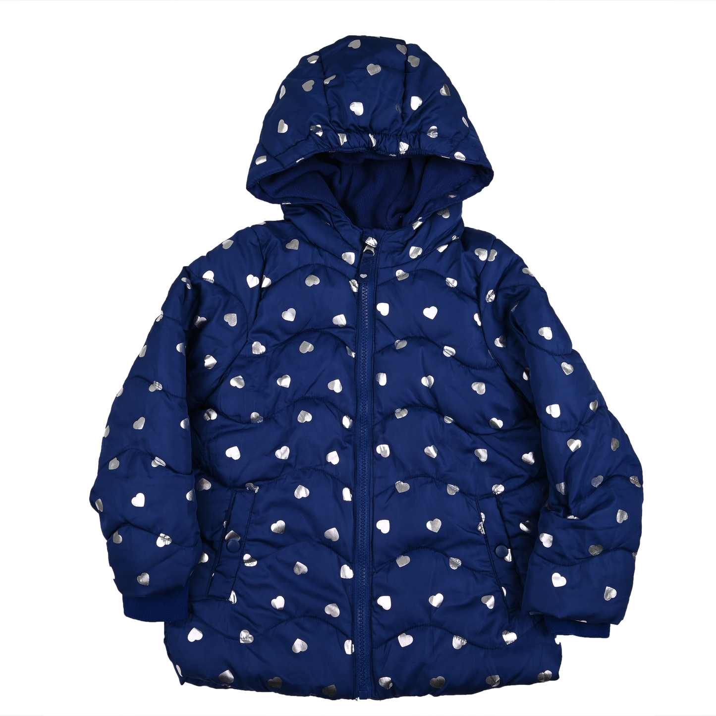 Impidimpi Navy/Silver Hearts Puffer Jacket