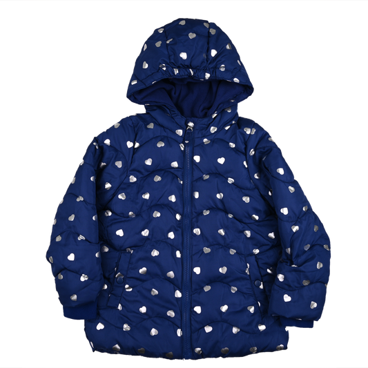 Impidimpi Navy/Silver Hearts Puffer Jacket