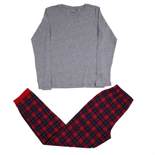 Alive Grey/Red/Black Caro Pattern Cotton Pyjama Set