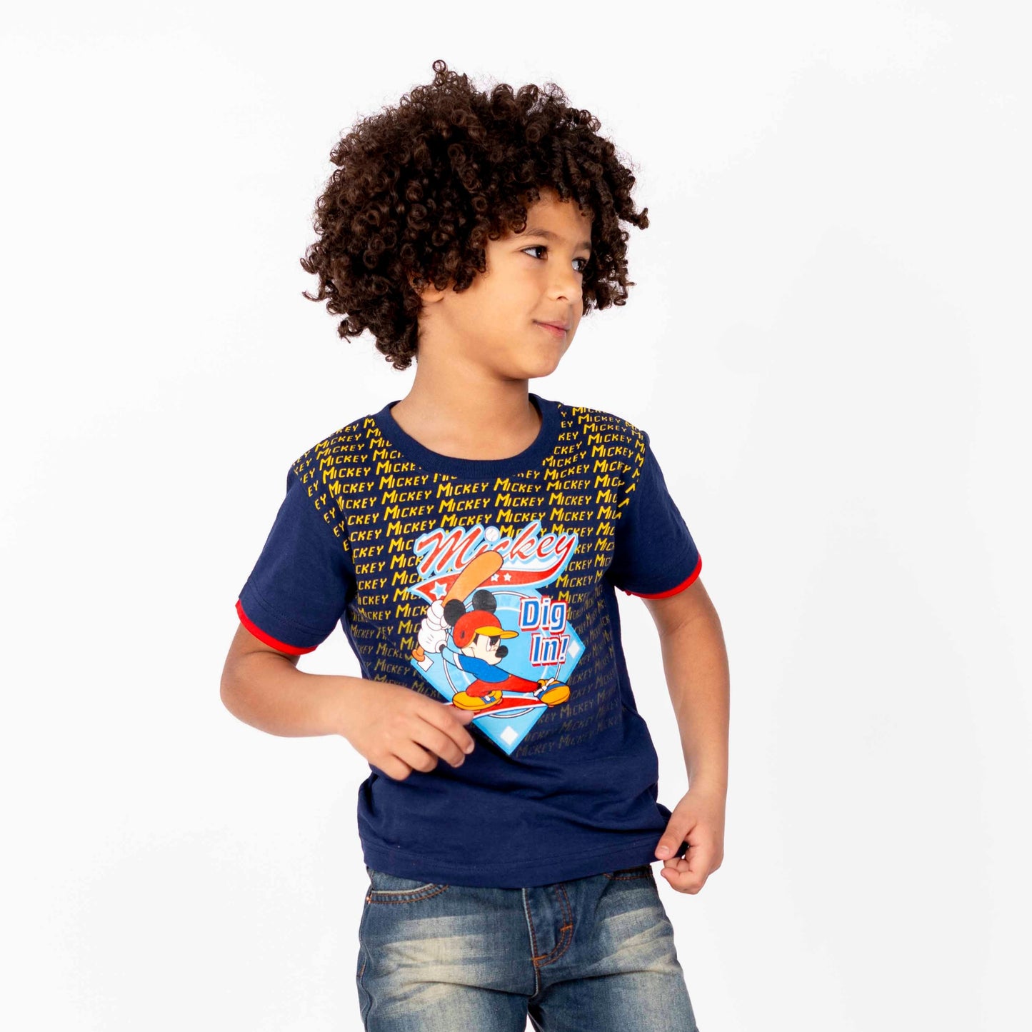 Mickey Mouse Cotton T-Shirt (Model 0138 - Navy)