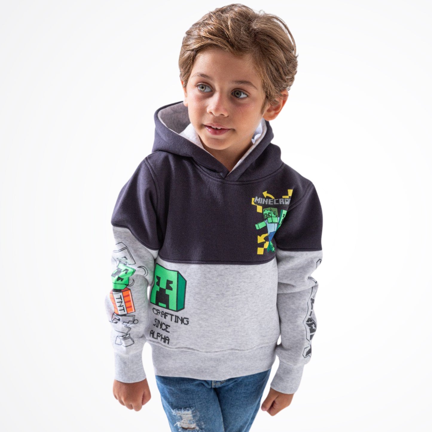 Minecraft Grey Cotton Hoodie