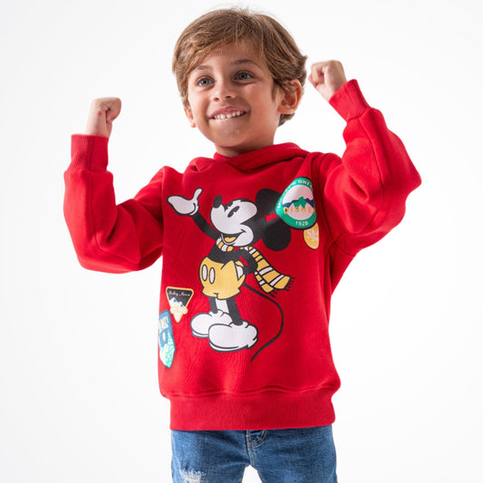 Mickey Mouse Red Cotton Hoodie