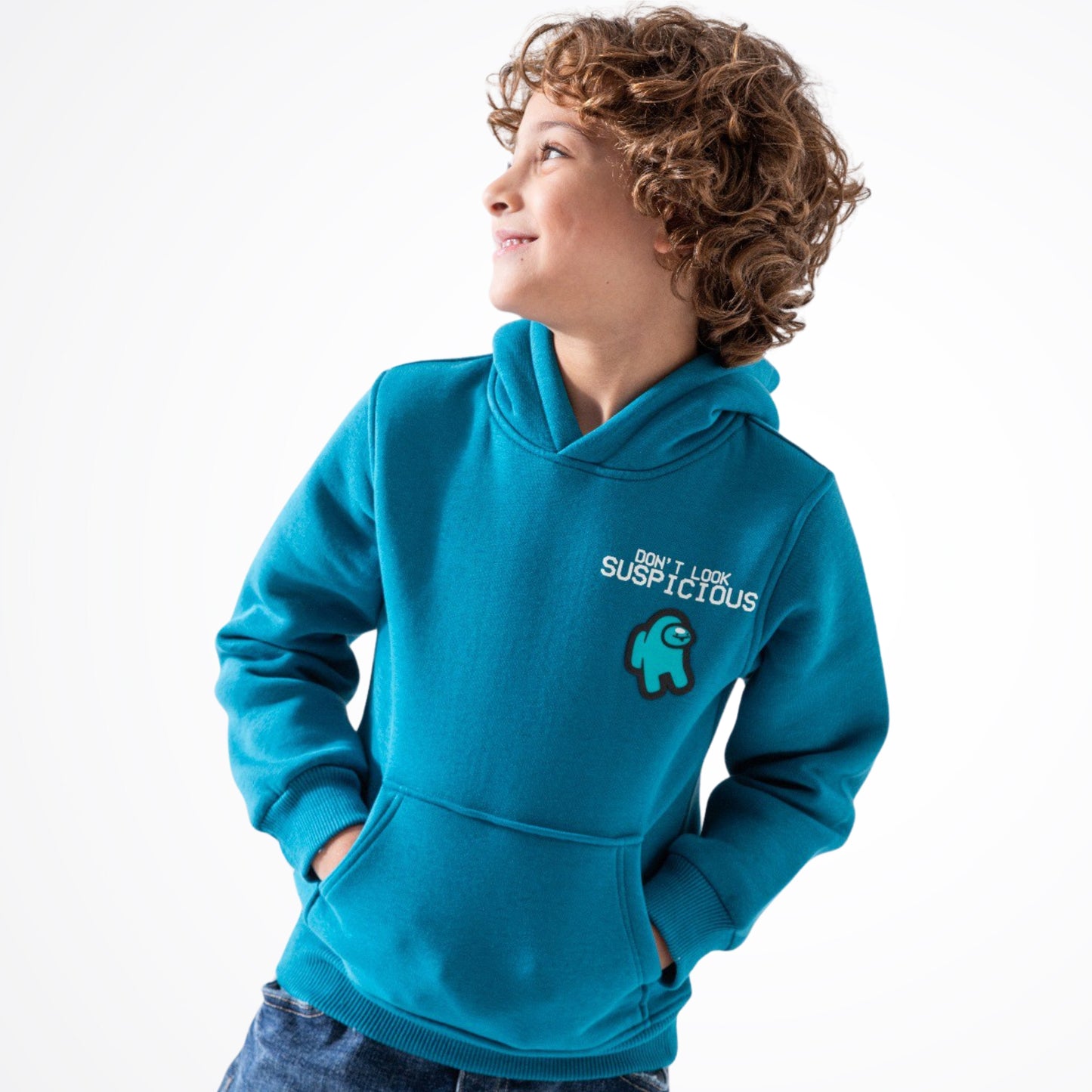 Among Us Turquoise Cotton Hoodie