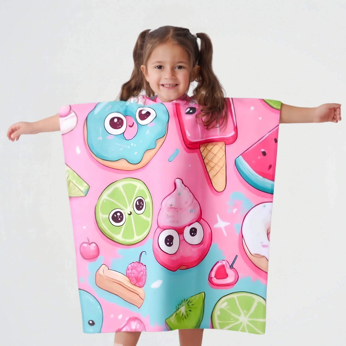 Donuts And Fruits Microfiber Beach Poncho
