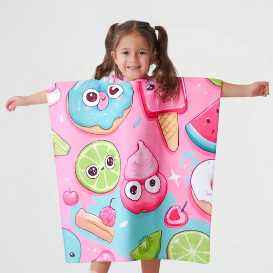 Donuts And Fruits Microfiber Beach Poncho