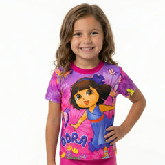Dora Butterfly Fuchsia Rash Guard Swim Shirt