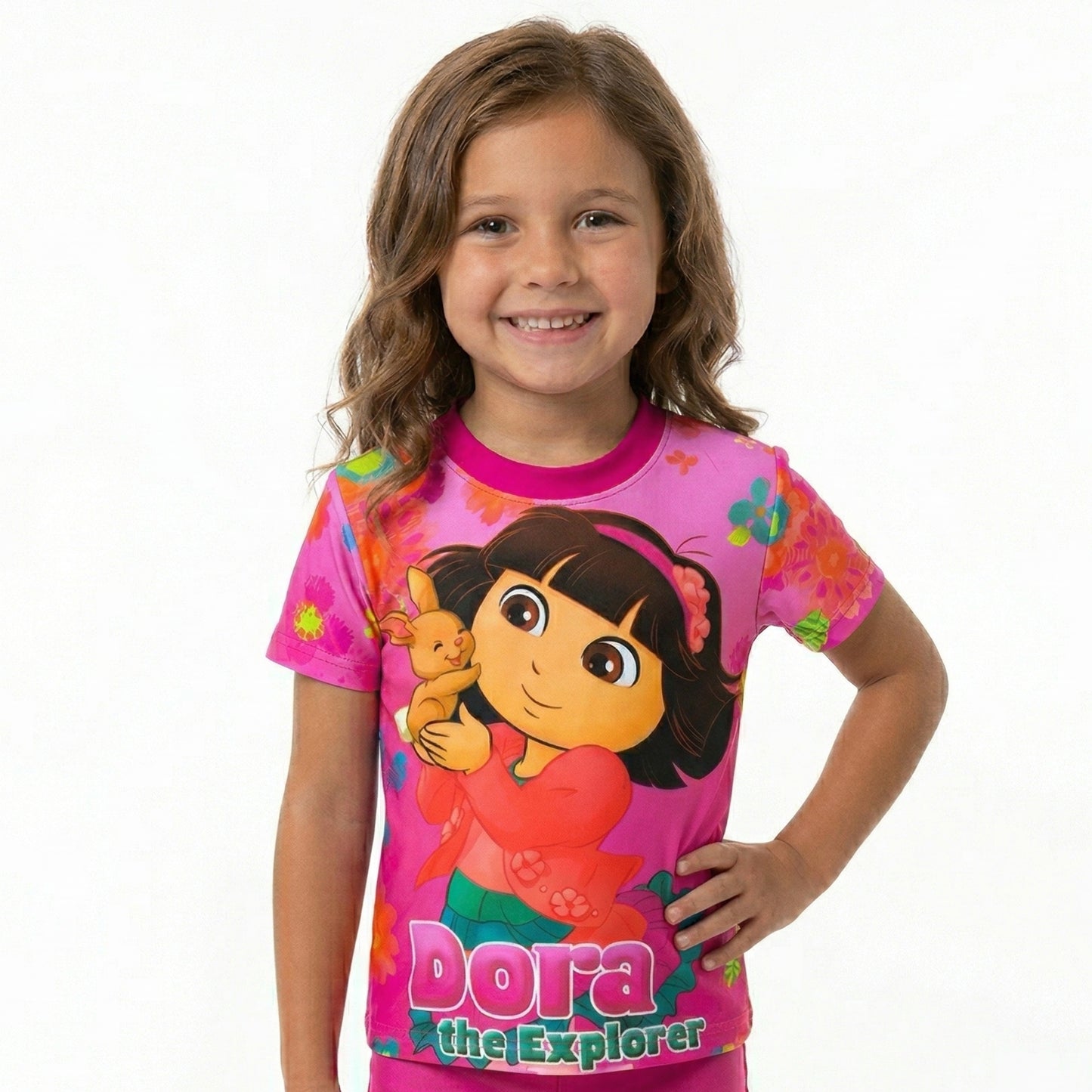 Dora The Explorer Fuchsia Rash Guard Swim Shirt
