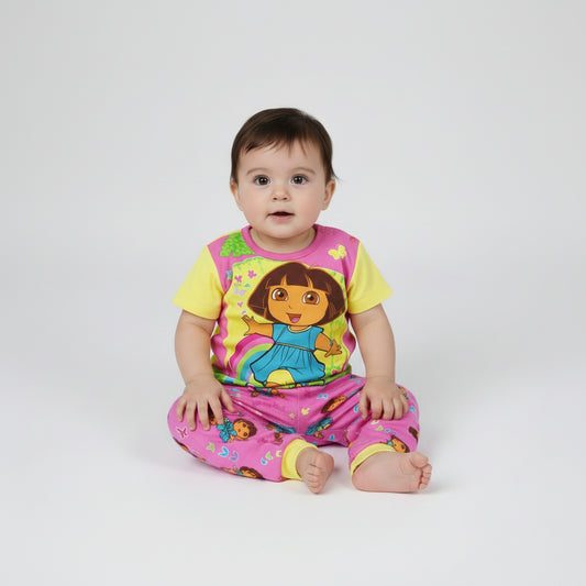 Dora The Explorer Pink/Yellow Cotton Pyjama Set