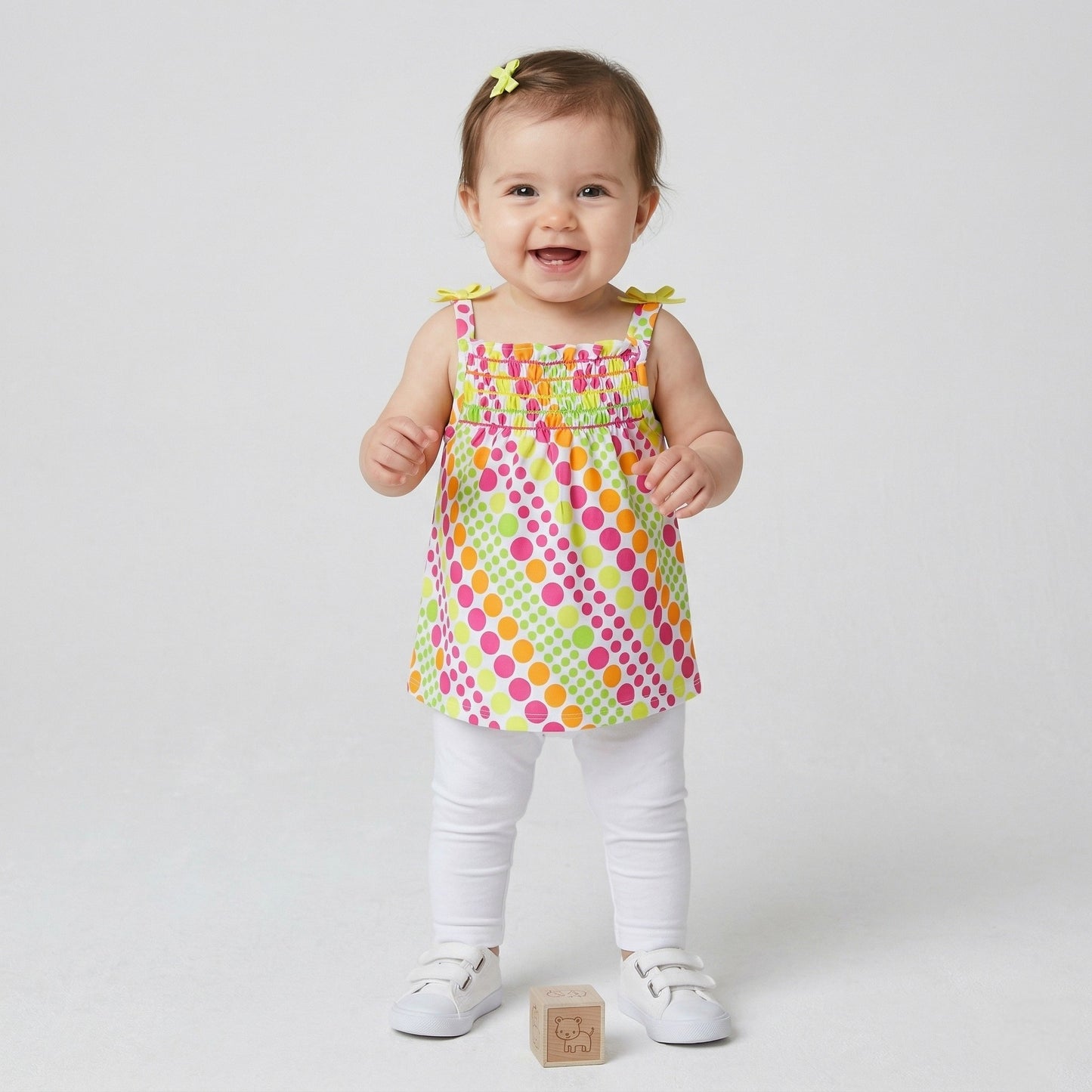 Dots Colorful Yellow Cotton Blouse