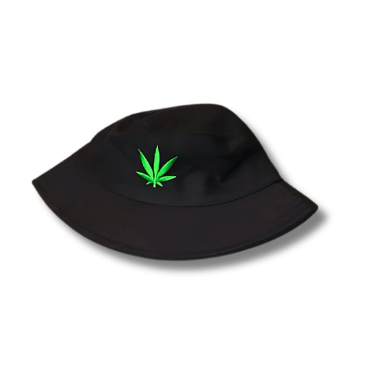 Tropical Leaf Black Bucket Hat