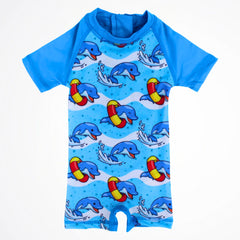 Dolphin Light Blue Rash Guard Swimsuit