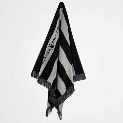 Greenwich Polo Club Striped Black Cotton Beach Towel