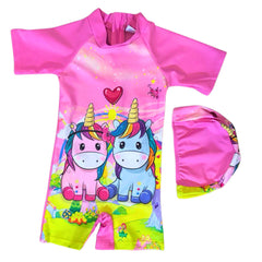 Unicorn Pink Rash Guard Swimsuit