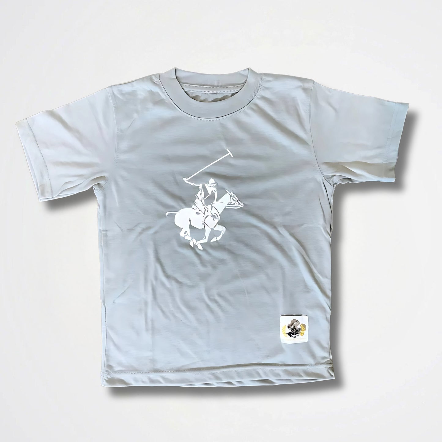 Horse Polo Grey/White Cotton T-Shirt