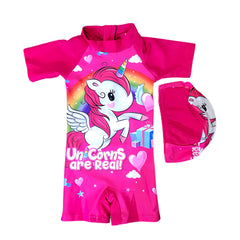 Unicorn Are Real Fuchsia Rash Guard Swimsuit