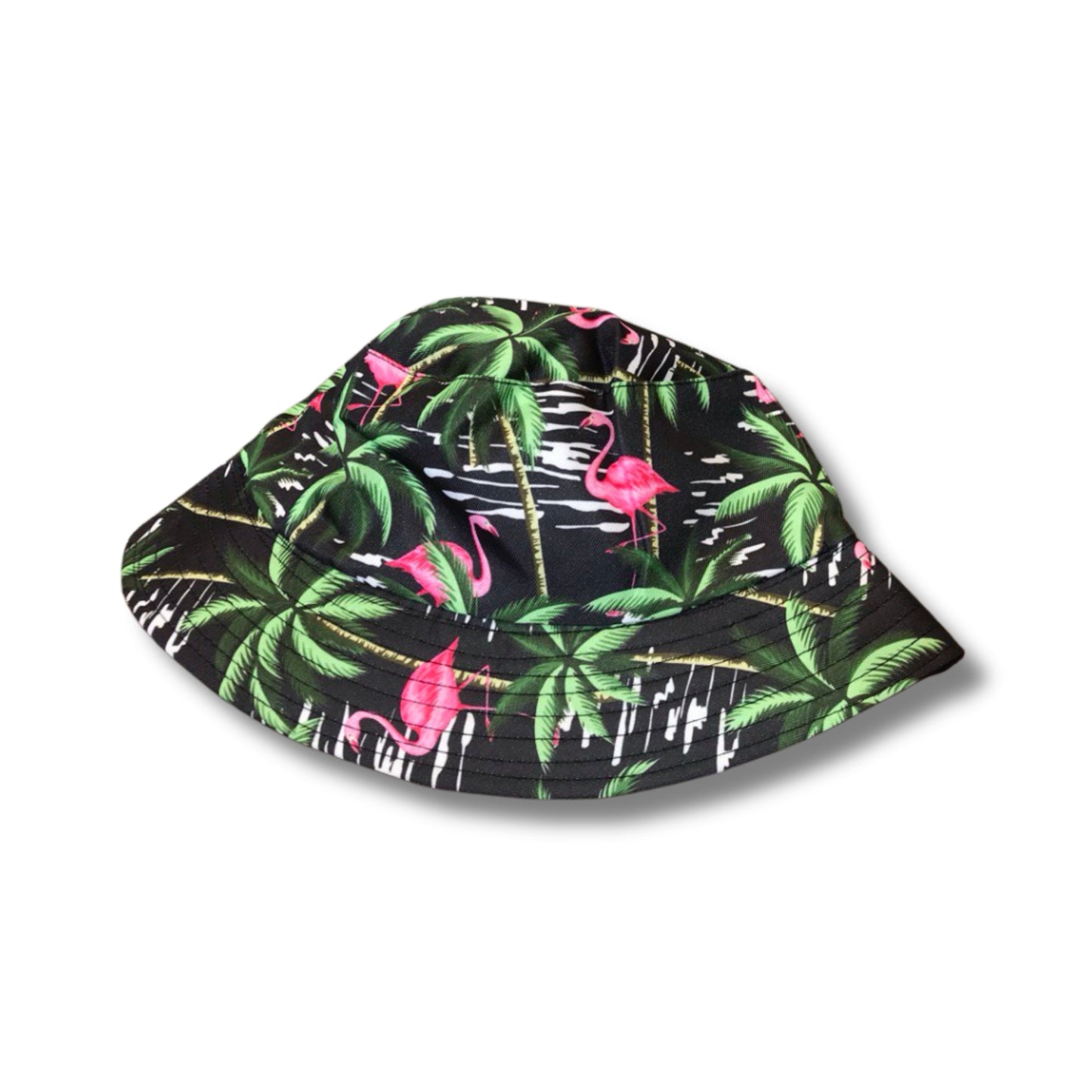 Flamingo Tropical Black Bucket Hat