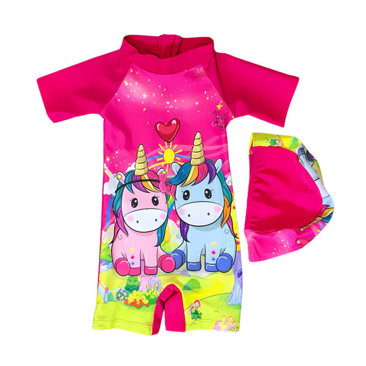 Unicorn Fuchsia Rash Guard Swimsuit