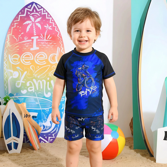 Extreme BMX Navy Rash Guard Swim Set