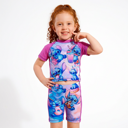 Stitch Fuchsia Rash Guard Swimsuit