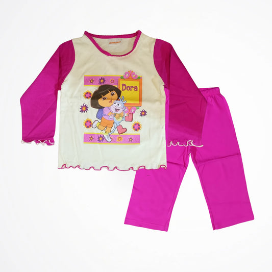 Dora And Boots Yellow/Fuchsia Cotton Pyjama Set