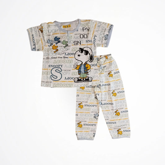 Snoopy White/Grey Cotton Pyjama Set