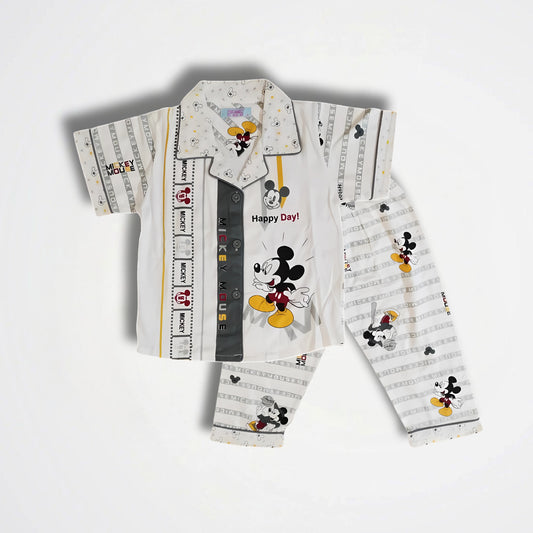 Mickey Mouse Happy Day White/Olive Cotton Pyjama Set