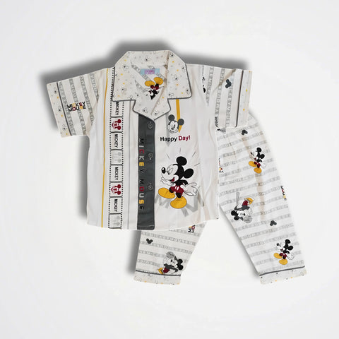 Mickey Mouse Happy Day White/Olive Cotton Pyjama Set