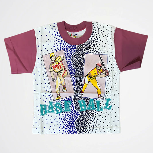 Base Ball Dark Fuchsia Cotton T-Shirt