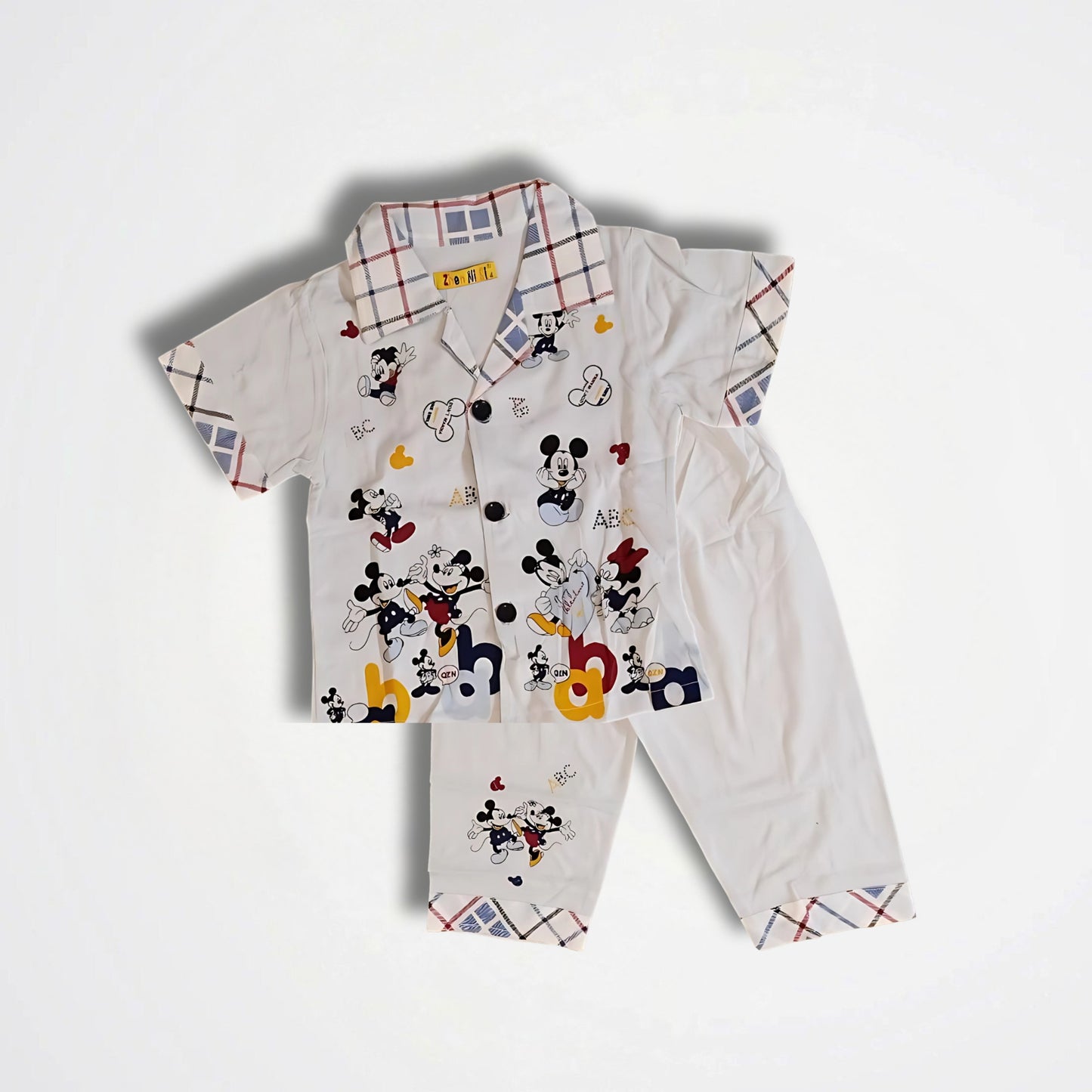 Mickey & Minnie Light Blue Cotton Pyjama Set