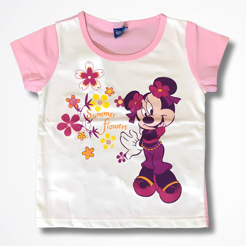 Minnie Mouse Summer Flowers White Cotton T-Shirt