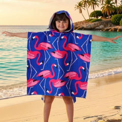 Flamingo Blue Microfiber Beach Poncho