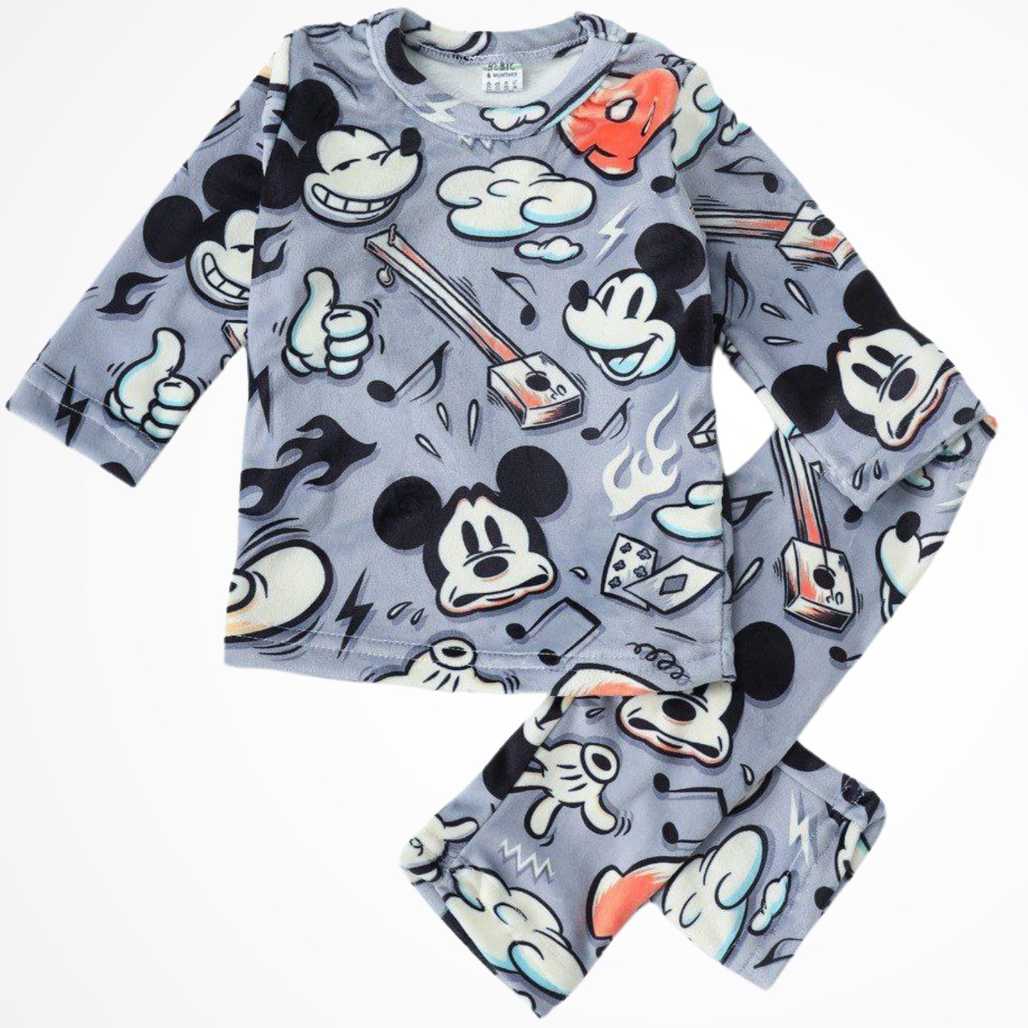 Mickey Mouse Grey Fleece Pyjama Set