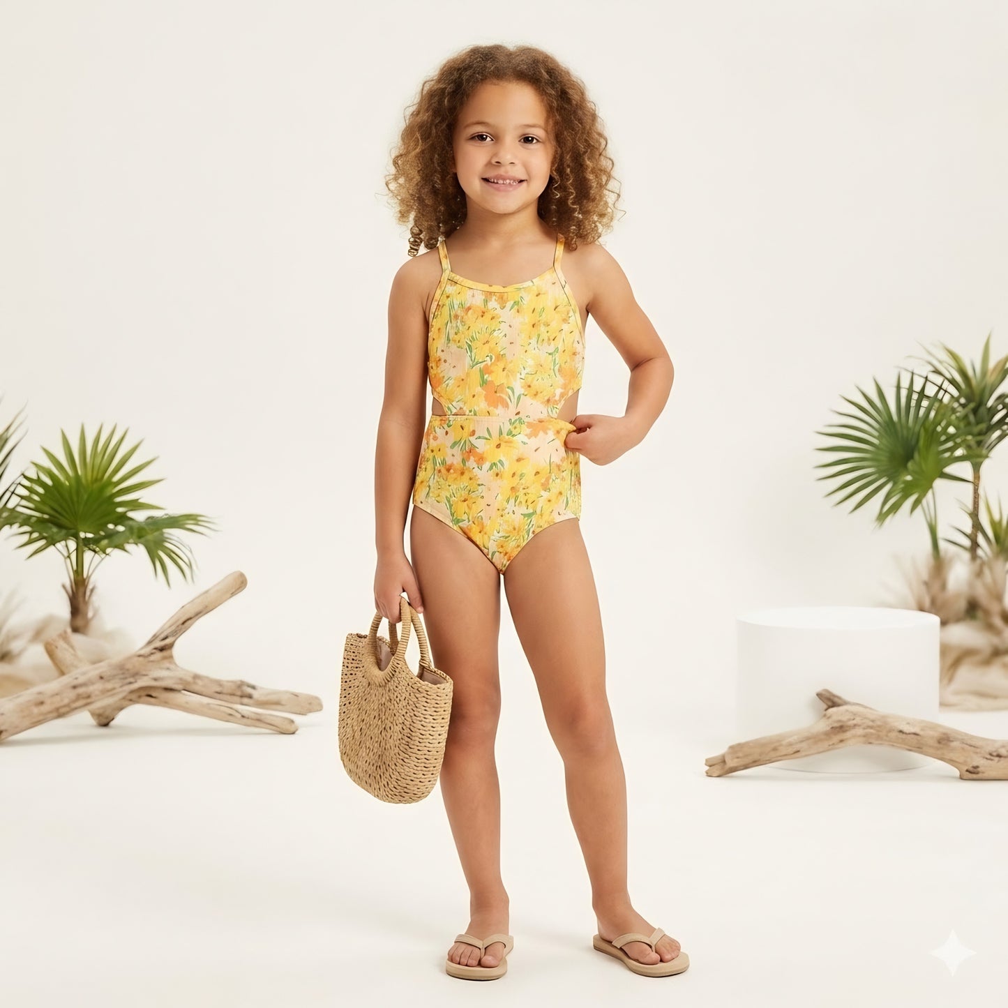 Floral Yellow Swimsuit