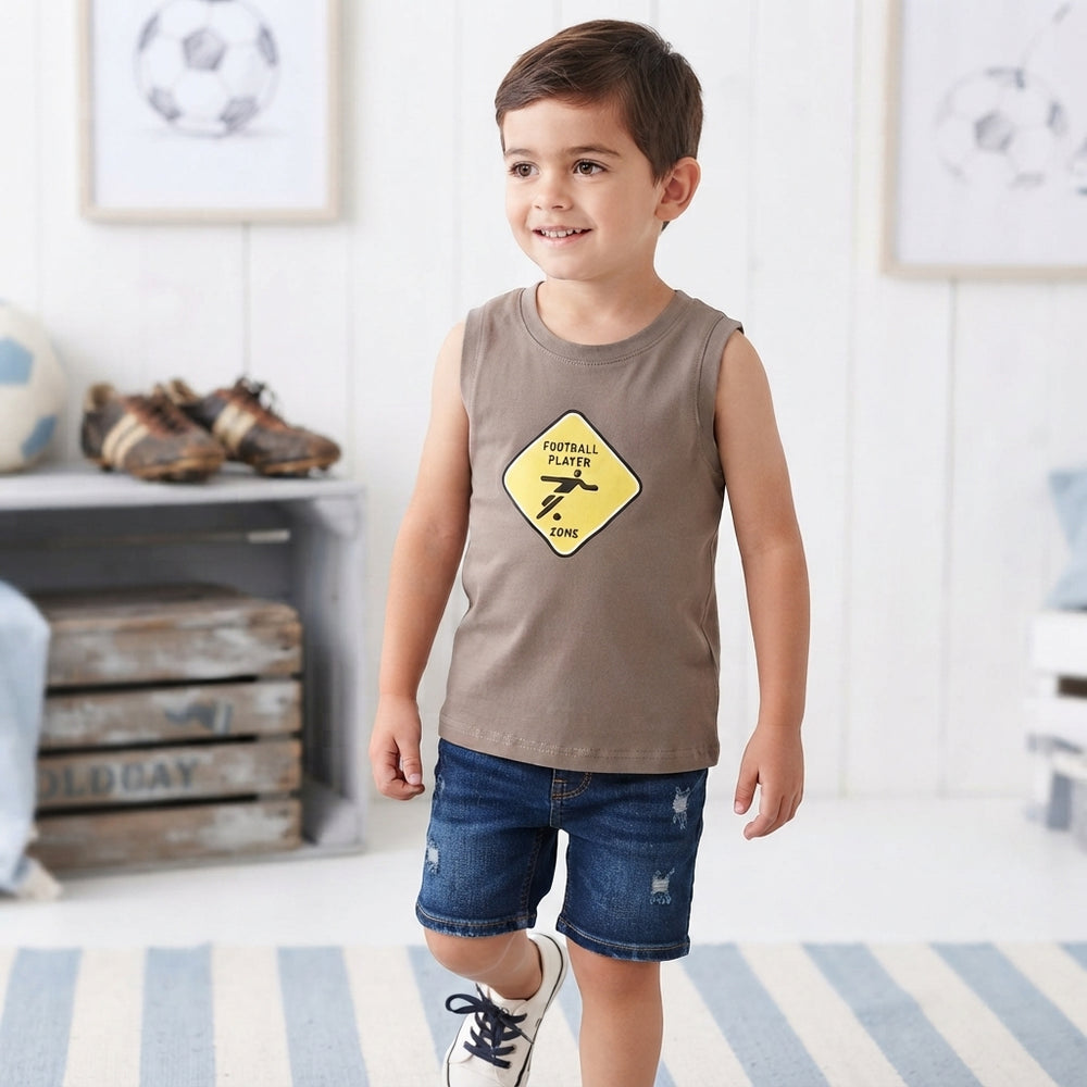Player Zone Dark Brown Cotton Tank Top