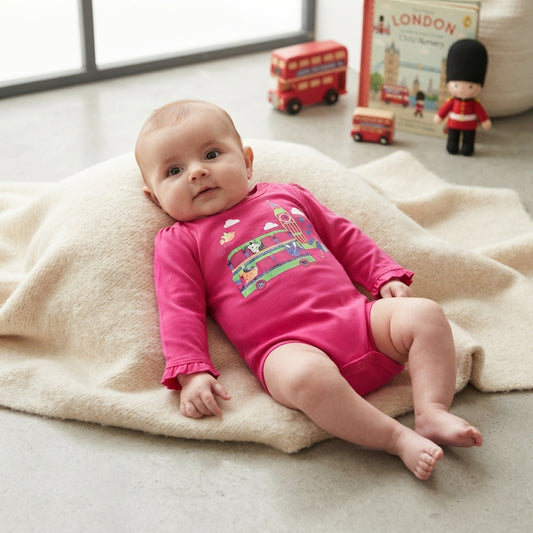 Animals Bus Red Cotton Bodysuit