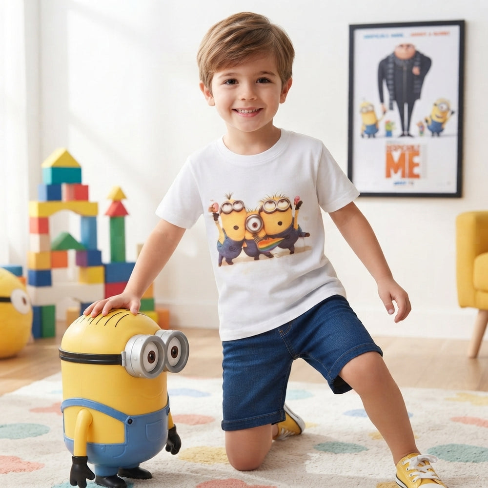 Minions White Cotton T-Shirt